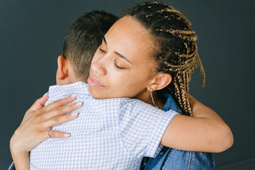 a parent comforting a child