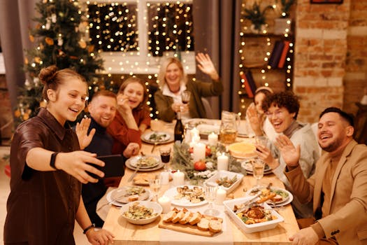 a family having dinner together