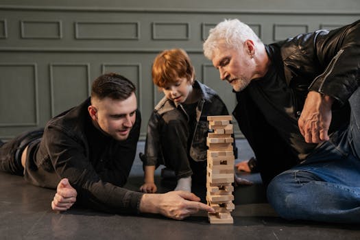 a family enjoying a game night