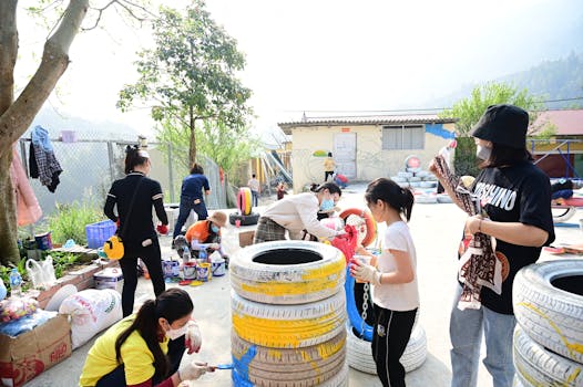 children participating in a community workshop