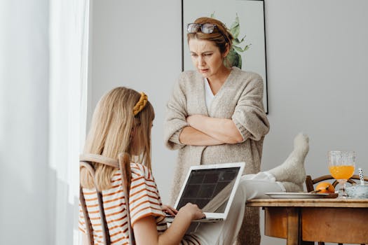 teenager discussing plans with parent