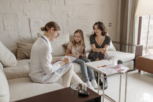 Parent and child discussing feelings