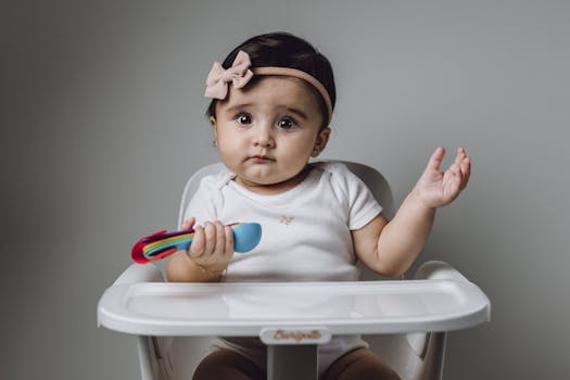 A toddler learning sign language during playtime