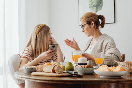 teenager talking to parent