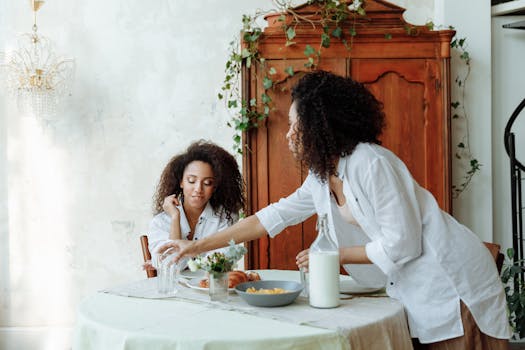 family sitting around dining table