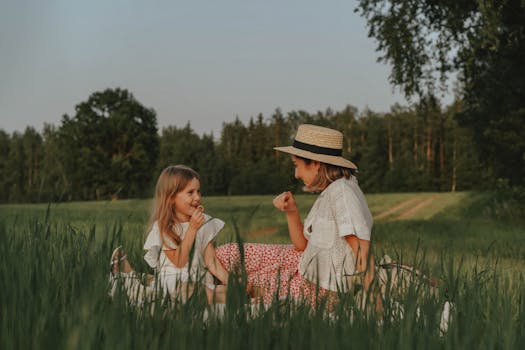 a parent and child talking calmly