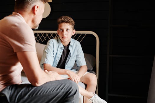 parent engaging in conversation with child