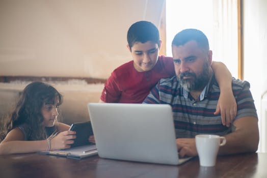 family discussing homework