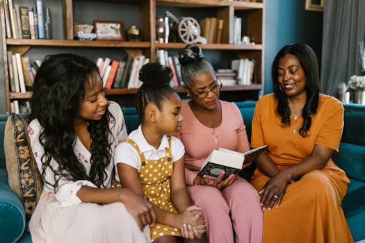 Family engaging in activities together