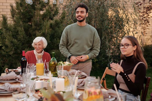 family enjoying dinner together