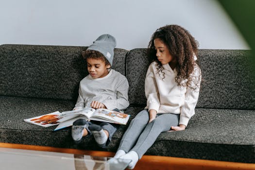 children reading a story together