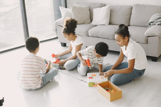 Children engaging in a group activity with personal space