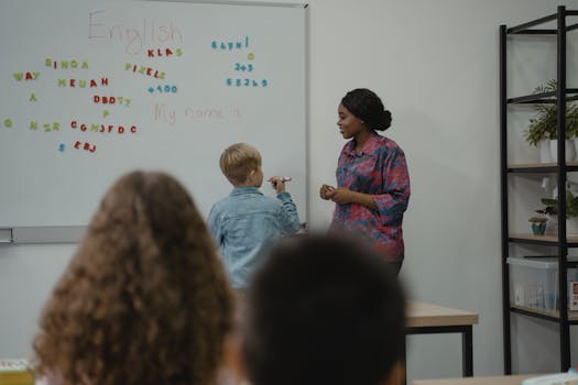 teacher guiding students